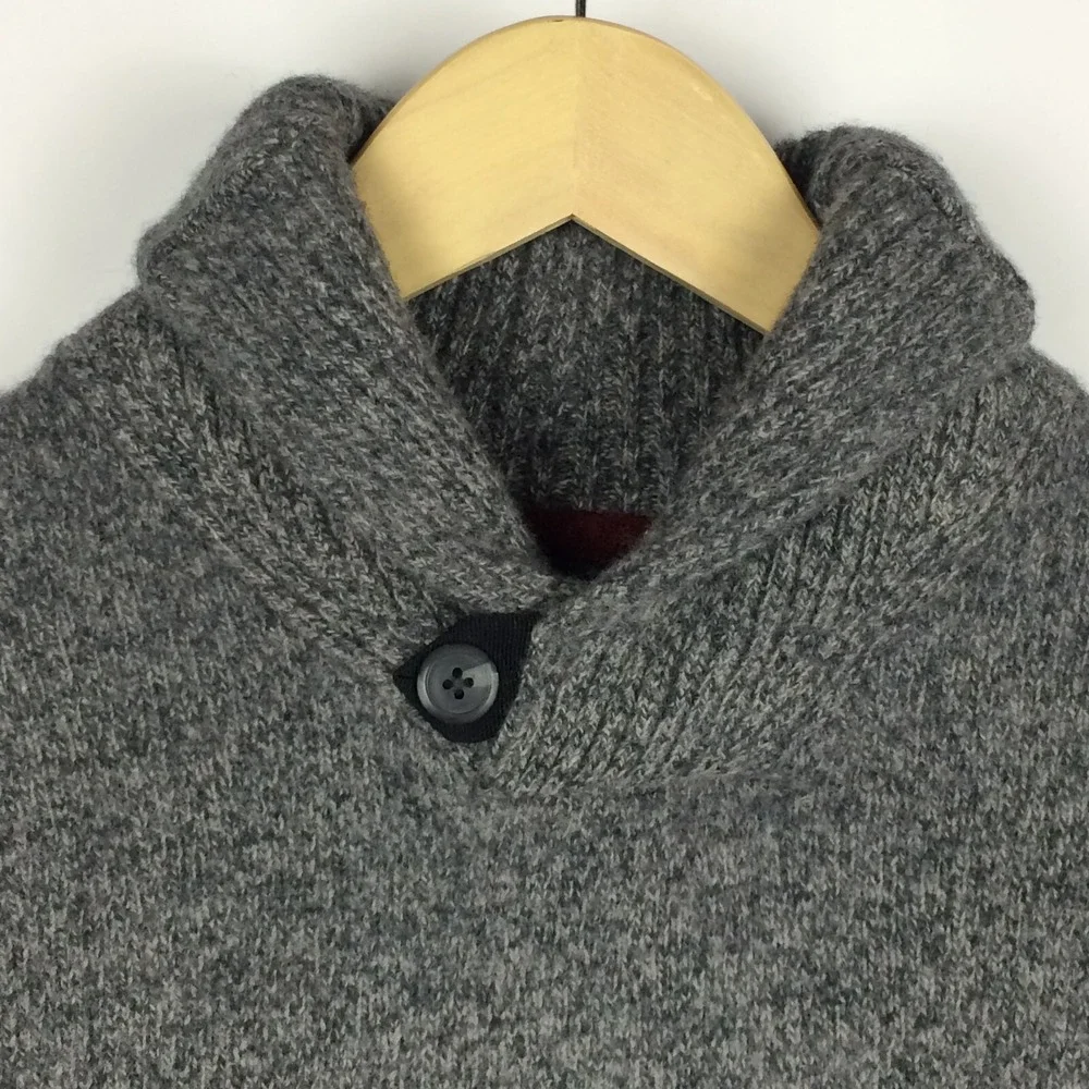 Hudson North Sweater Mens Small Wool Blend Shawl Collar Long Sleeve Grey Outdoor - Picture 2 of 16